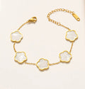 Gold-plated bracelet with five mother-of-pearl petal charms