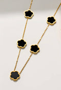 Gold necklace with five-petal mother-of-pearl pendant